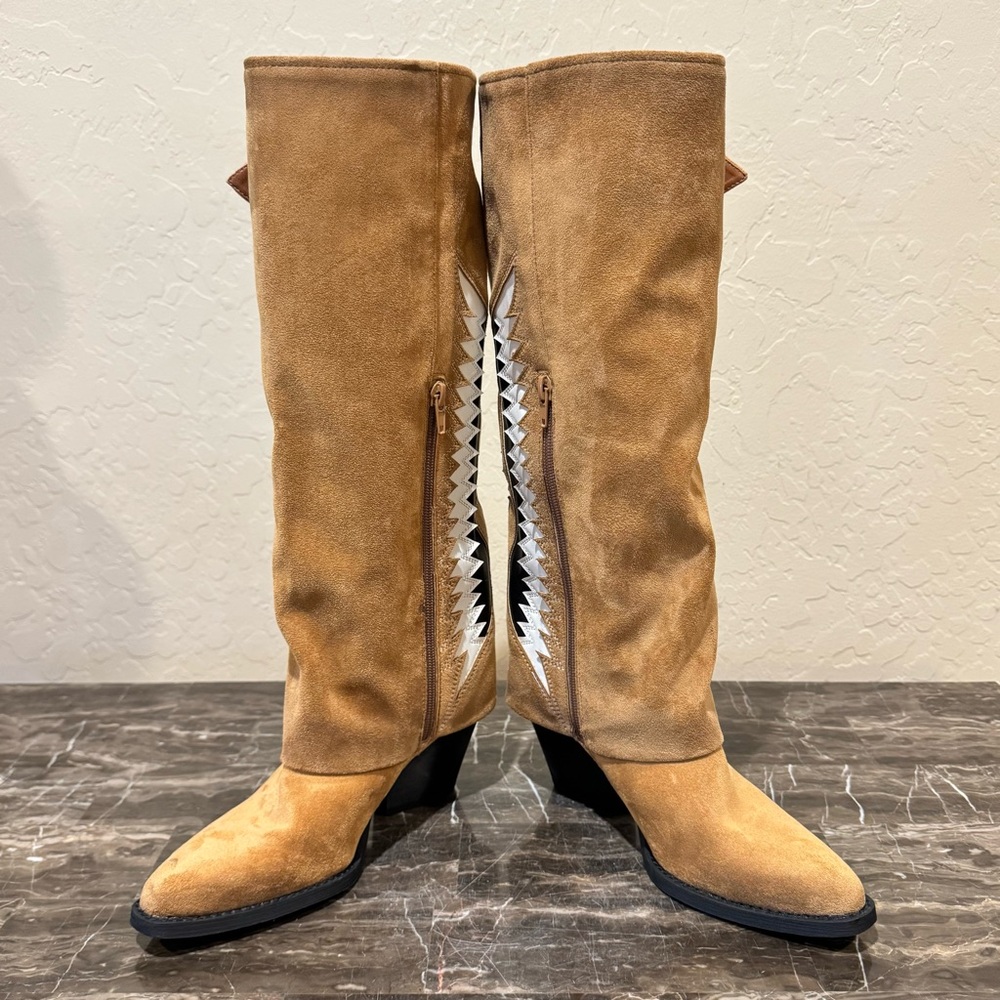 Zodiac Rowena Wings Faux Suede Embellished Western Boots - Picture 7 of 13